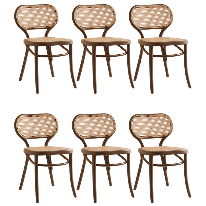 Traditional Wood Dining Armless Chairs Open Back Dining Side Chair for Restaurant Use