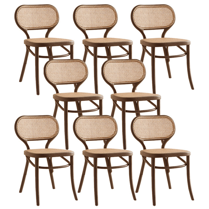 Traditional Wood Dining Armless Chairs Open Back Dining Side Chair for Restaurant Use