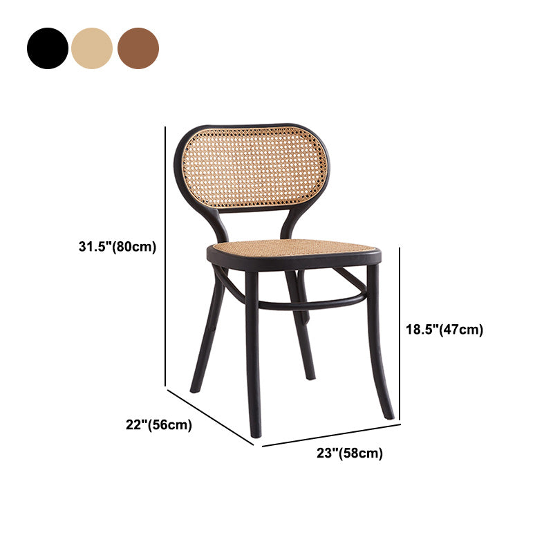 Traditional Wood Dining Armless Chairs Open Back Dining Side Chair for Restaurant Use