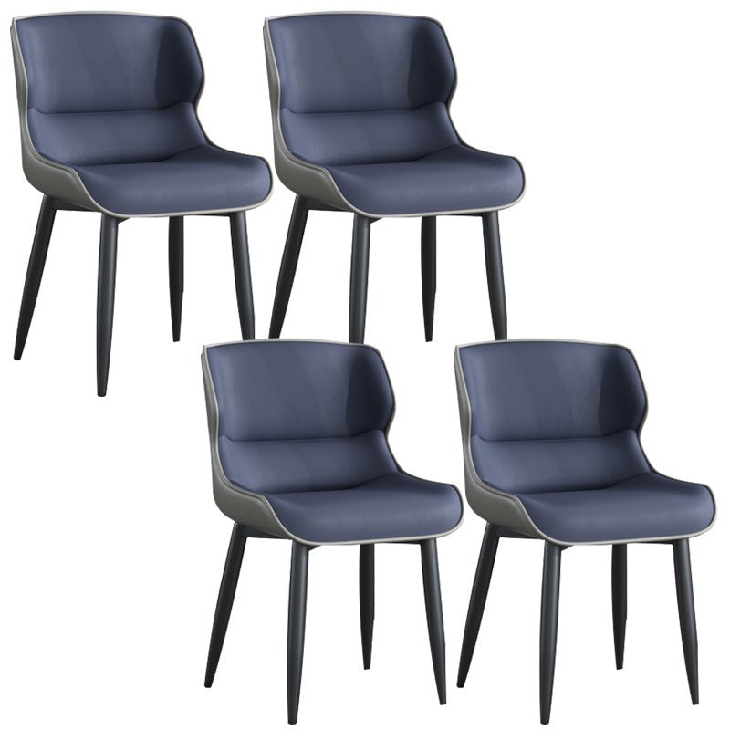 Modern Style Faux Leather Dining Chairs Metal Armless Dining Chair