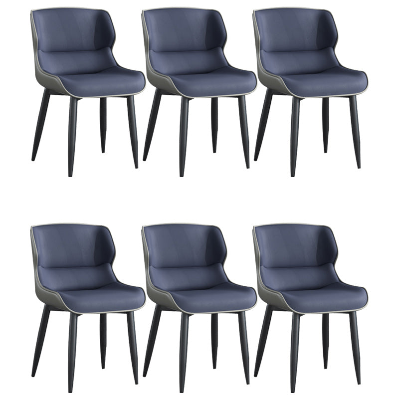 Modern Style Faux Leather Dining Chairs Metal Armless Dining Chair