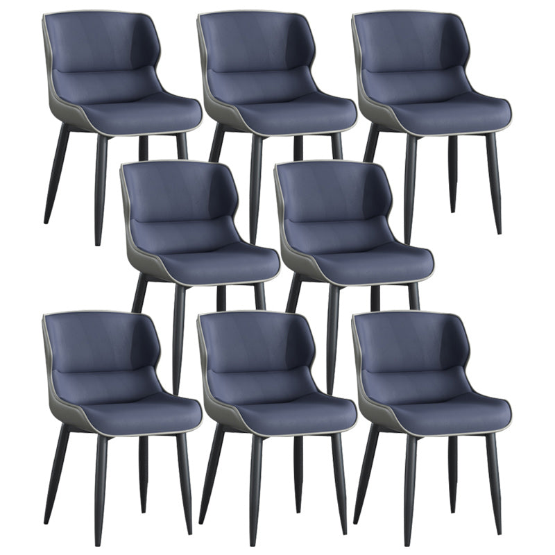 Modern Style Faux Leather Dining Chairs Metal Armless Dining Chair