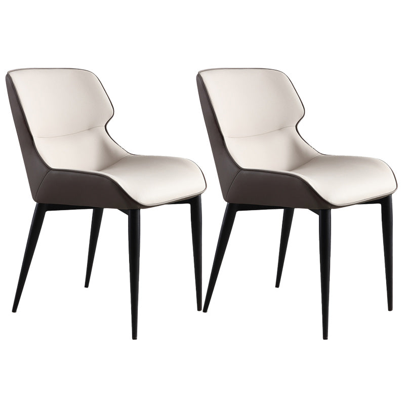 Modern Style Faux Leather Dining Chairs Metal Armless Dining Chair