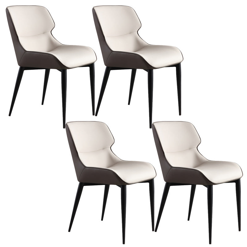 Modern Style Faux Leather Dining Chairs Metal Armless Dining Chair