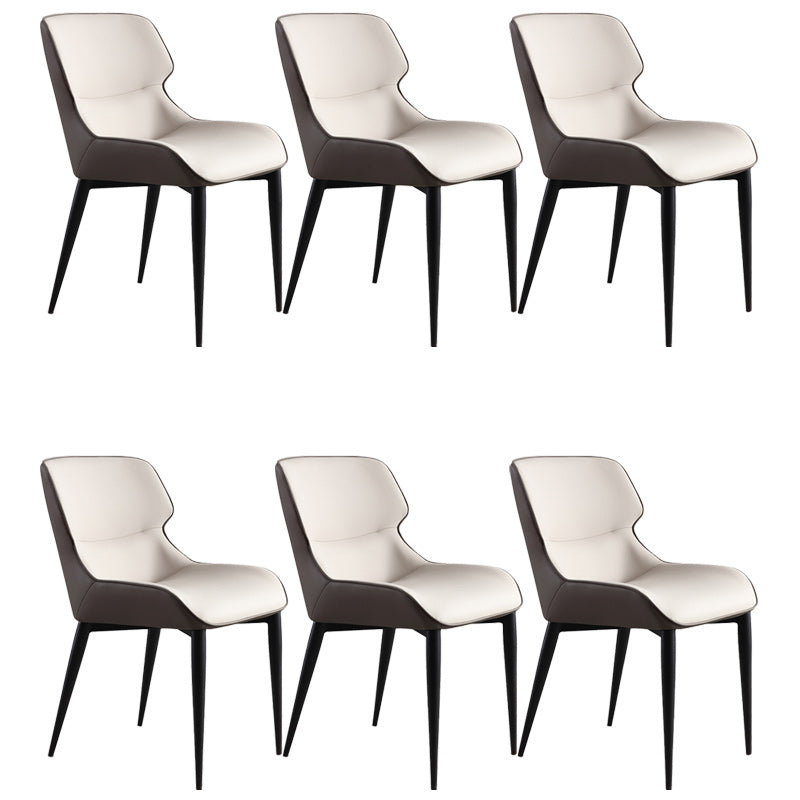 Modern Style Faux Leather Dining Chairs Metal Armless Dining Chair