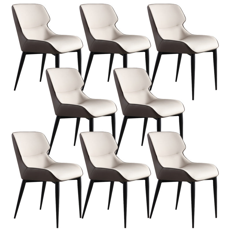 Modern Style Faux Leather Dining Chairs Metal Armless Dining Chair