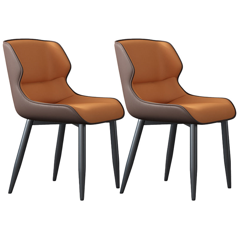 Modern Style Faux Leather Dining Chairs Metal Armless Dining Chair