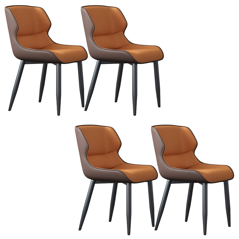 Modern Style Faux Leather Dining Chairs Metal Armless Dining Chair