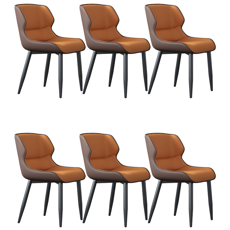 Modern Style Faux Leather Dining Chairs Metal Armless Dining Chair