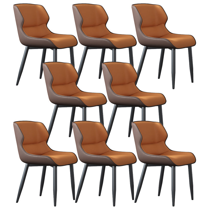 Modern Style Faux Leather Dining Chairs Metal Armless Dining Chair