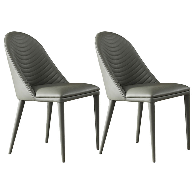 Contemporary Faux Leather Dining Side Chairs Metal Armless Dining Chair for Restaurant Use