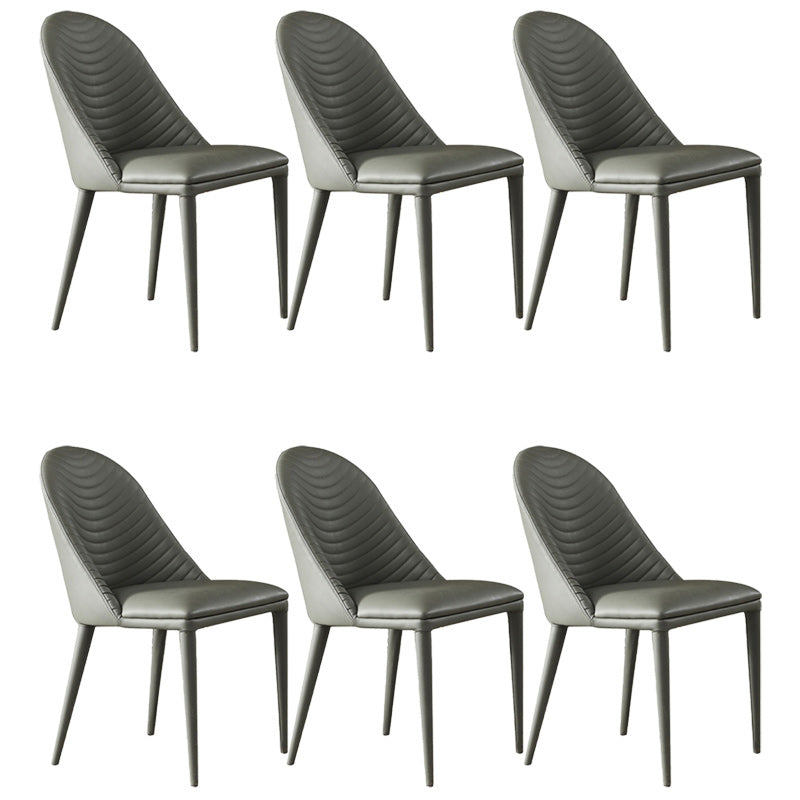 Contemporary Faux Leather Dining Side Chairs Metal Armless Dining Chair for Restaurant Use