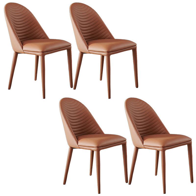 Contemporary Faux Leather Dining Side Chairs Metal Armless Dining Chair for Restaurant Use