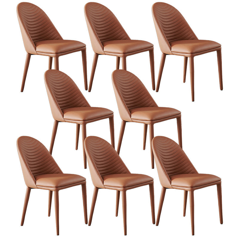 Contemporary Faux Leather Dining Side Chairs Metal Armless Dining Chair for Restaurant Use