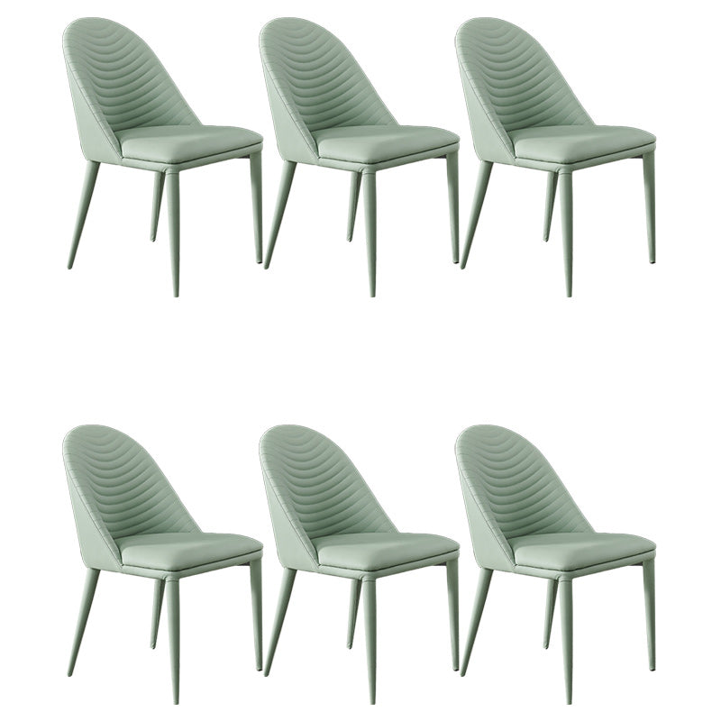 Contemporary Faux Leather Dining Side Chairs Metal Armless Dining Chair for Restaurant Use