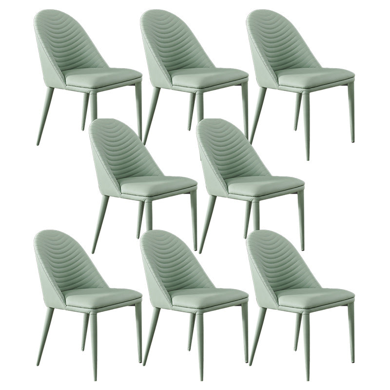 Contemporary Faux Leather Dining Side Chairs Metal Armless Dining Chair for Restaurant Use