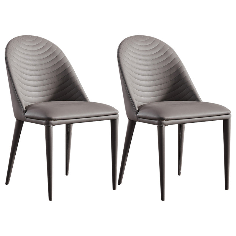 Contemporary Faux Leather Dining Side Chairs Metal Armless Dining Chairs