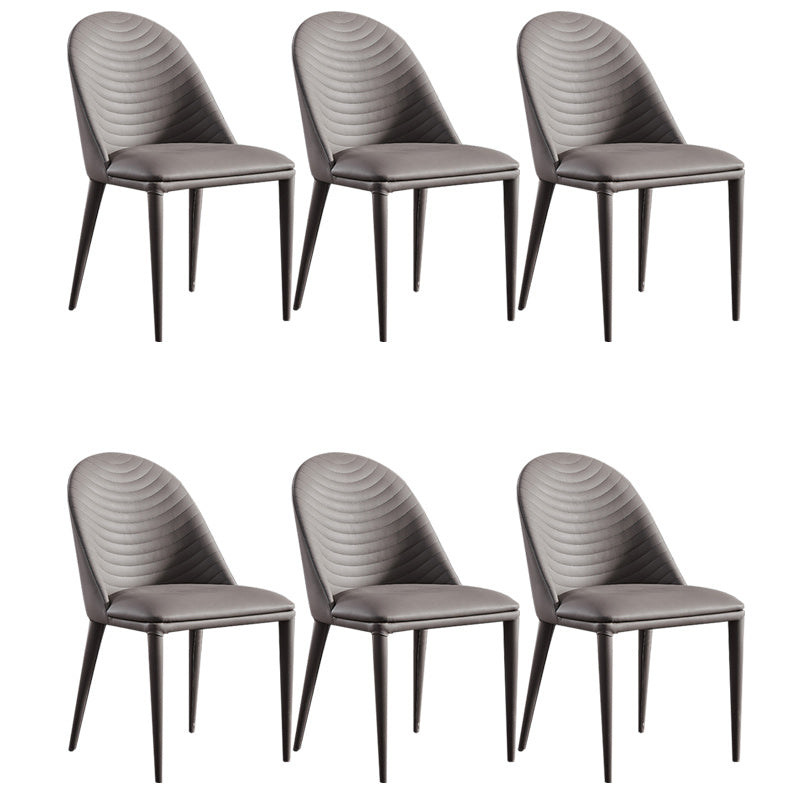 Contemporary Faux Leather Dining Side Chairs Metal Armless Dining Chairs