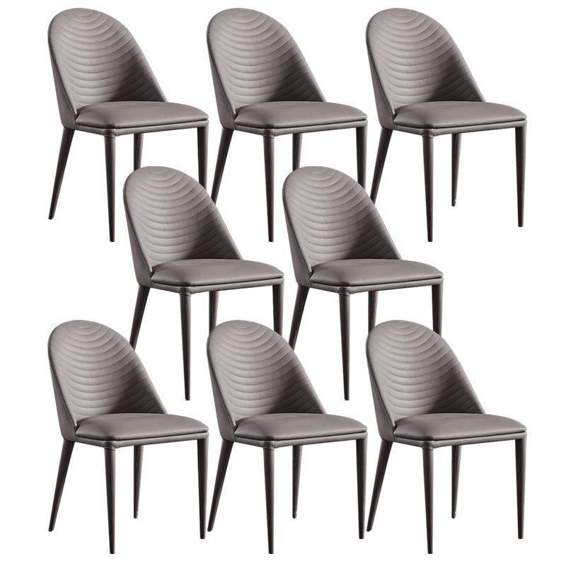 Contemporary Faux Leather Dining Side Chairs Metal Armless Dining Chairs