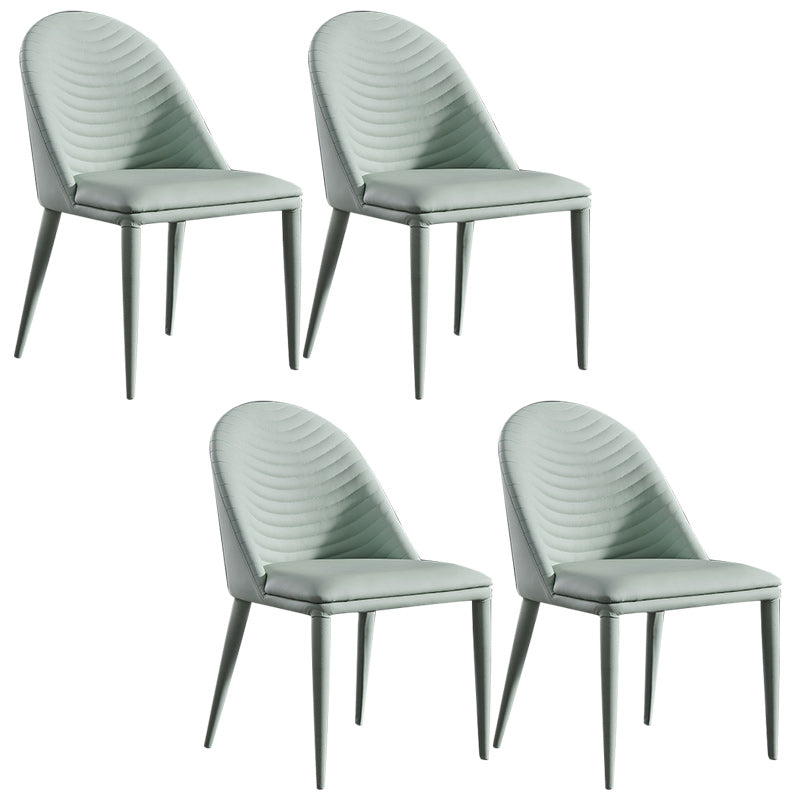 Contemporary Faux Leather Dining Side Chairs Metal Armless Dining Chairs