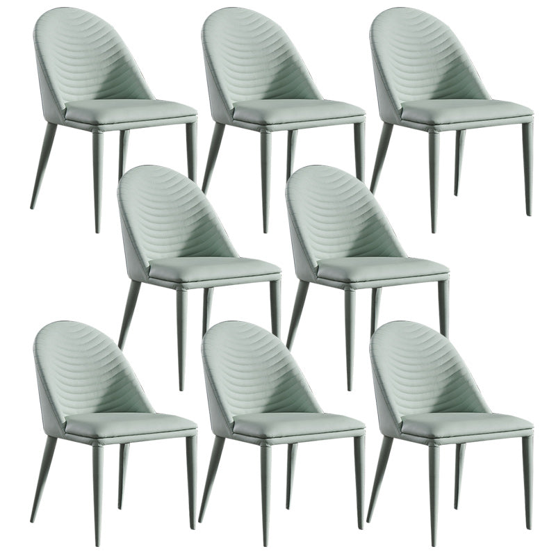 Contemporary Faux Leather Dining Side Chairs Metal Armless Dining Chairs