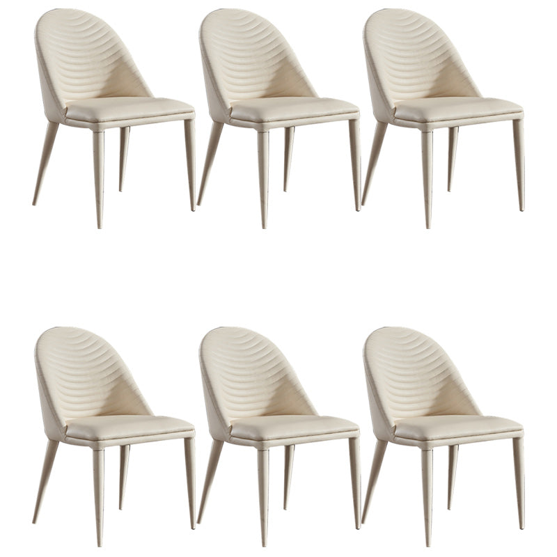 Contemporary Faux Leather Dining Side Chairs Metal Armless Dining Chairs