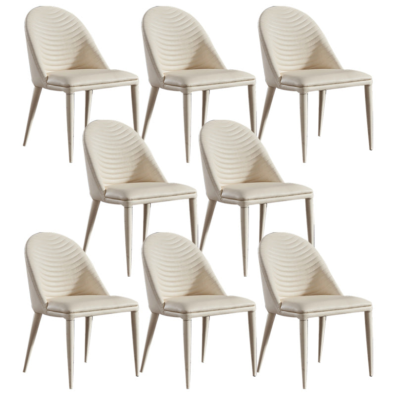 Contemporary Faux Leather Dining Side Chairs Metal Armless Dining Chairs