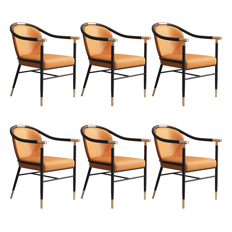 Glam Faux Leather Dining Chairs Metal Arm Dining Room Chairs for Home Use