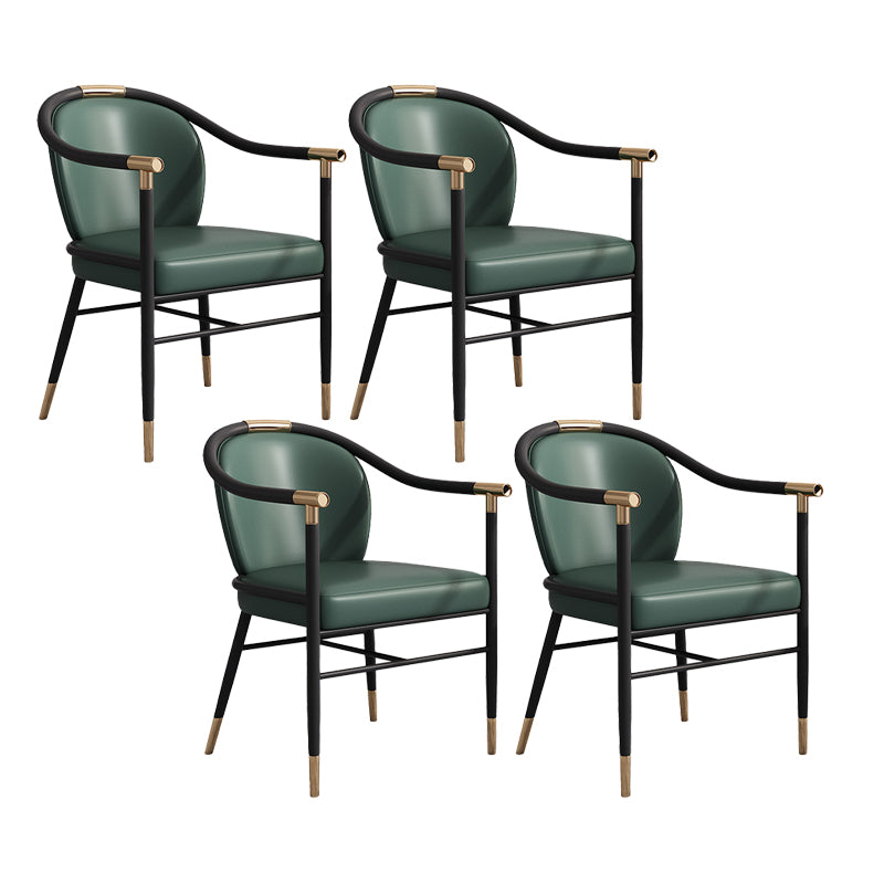 Glam Faux Leather Dining Chairs Metal Arm Dining Room Chairs for Home Use