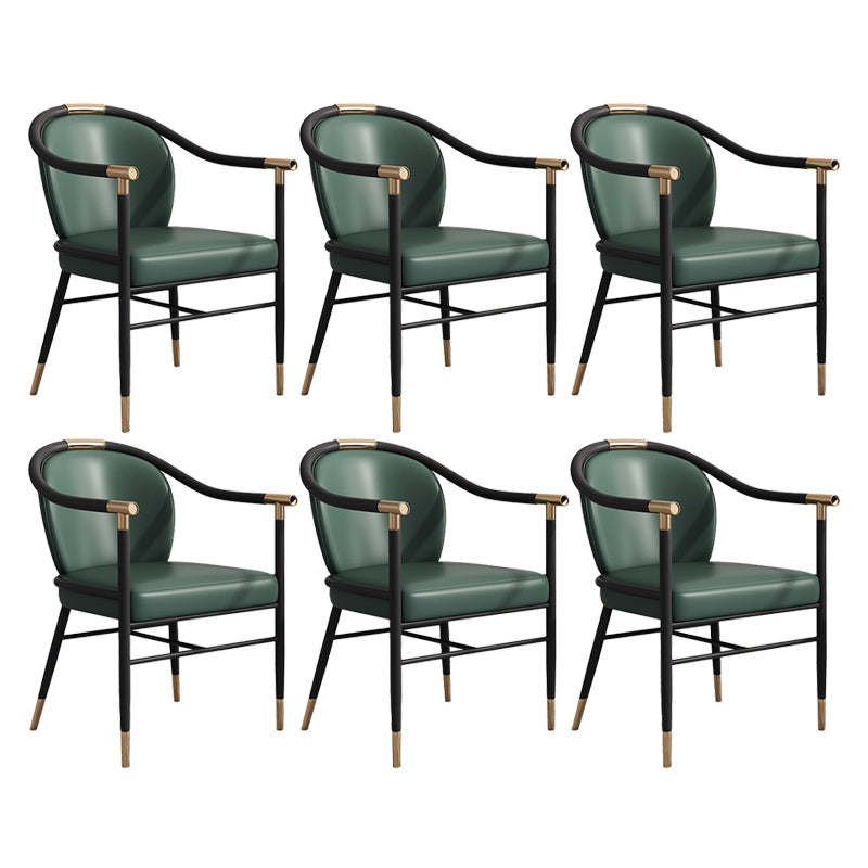 Glam Faux Leather Dining Chairs Metal Arm Dining Room Chairs for Home Use