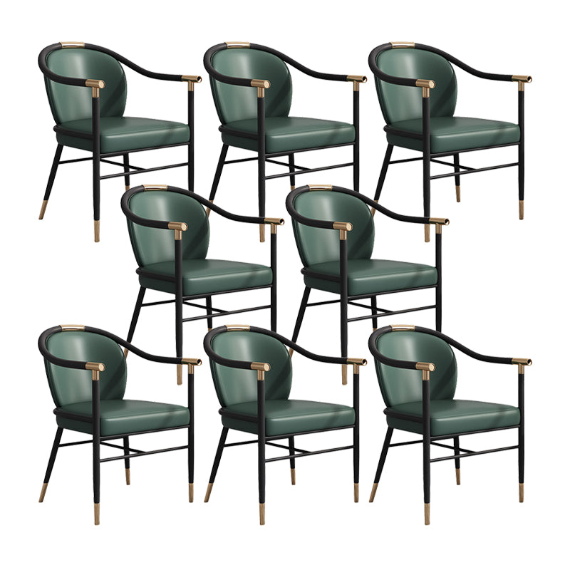 Glam Faux Leather Dining Chairs Metal Arm Dining Room Chairs for Home Use