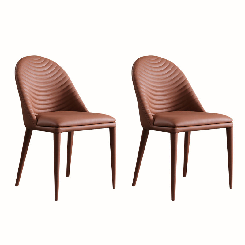 Minimalist Style Leather Dining Chairs for Home Armless Solid Back Side Chairs