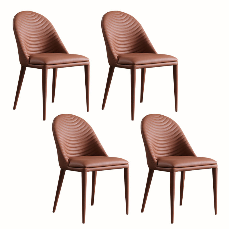 Minimalist Style Leather Dining Chairs for Home Armless Solid Back Side Chairs