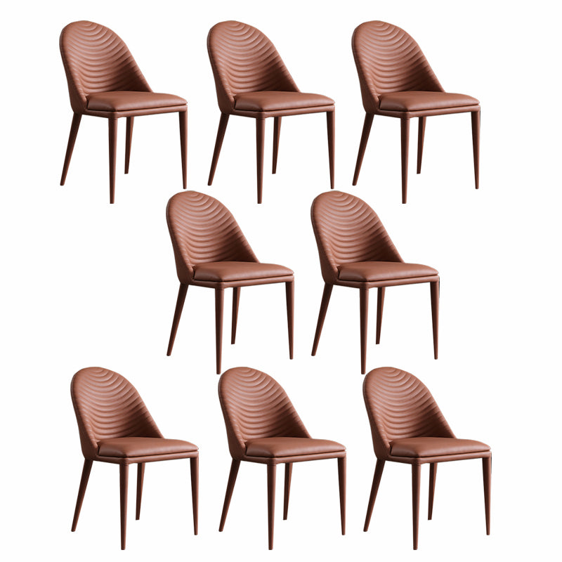 Minimalist Style Leather Dining Chairs for Home Armless Solid Back Side Chairs