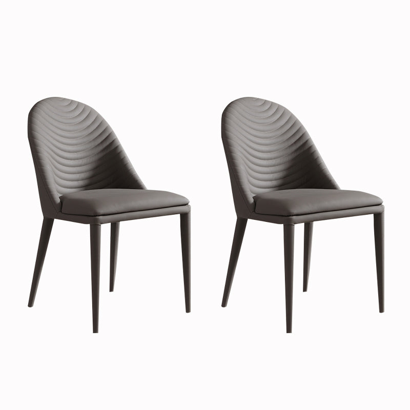 Minimalist Style Leather Dining Chairs for Home Armless Solid Back Side Chairs