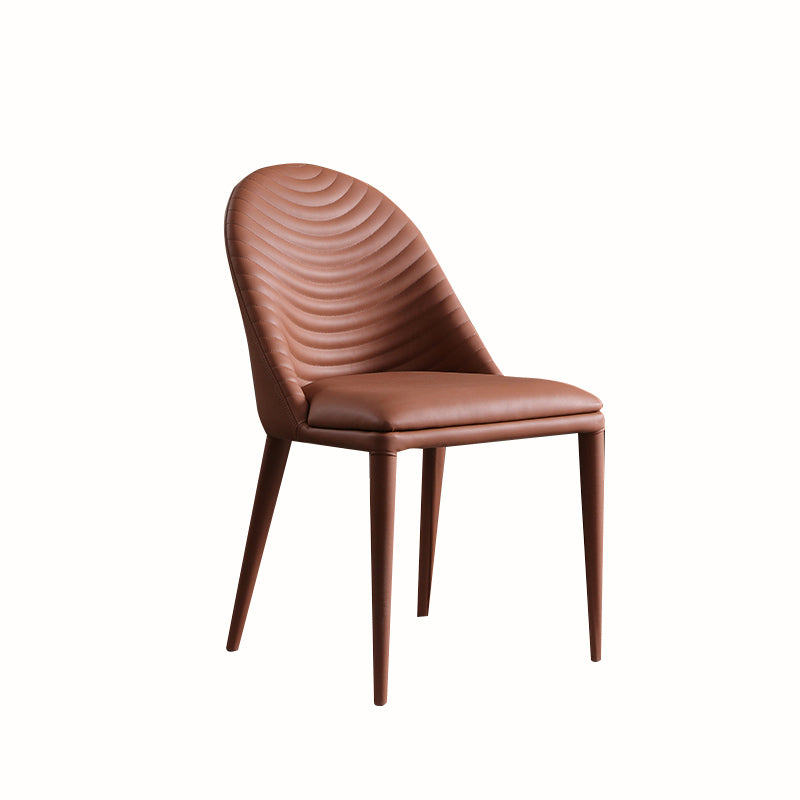 Minimalist Style Leather Dining Chairs for Home Armless Solid Back Side Chairs