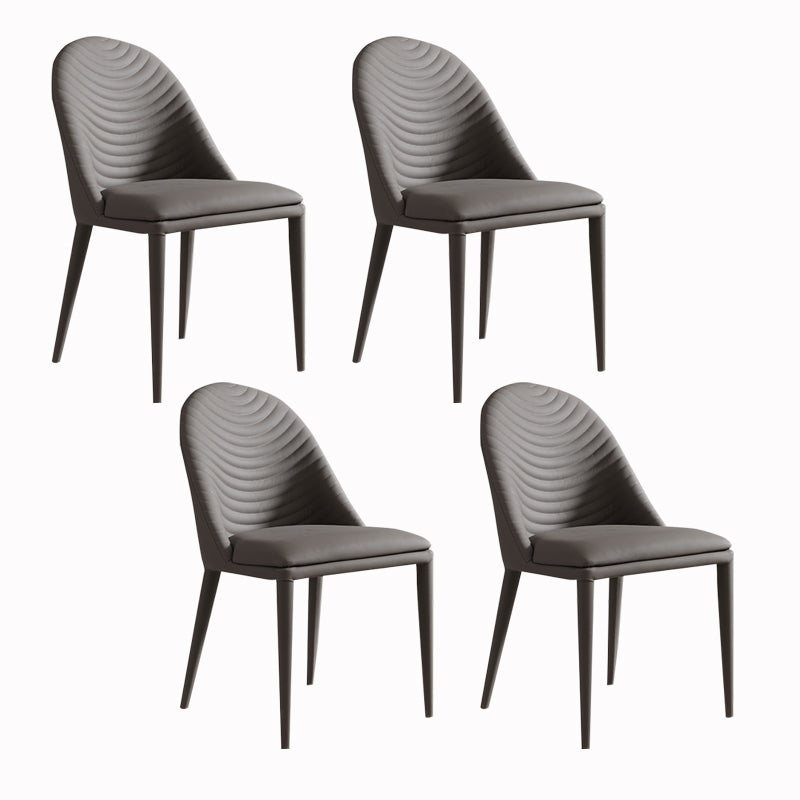 Minimalist Style Leather Dining Chairs for Home Armless Solid Back Side Chairs