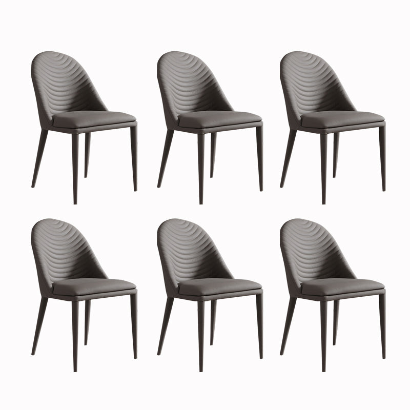 Minimalist Style Leather Dining Chairs for Home Armless Solid Back Side Chairs