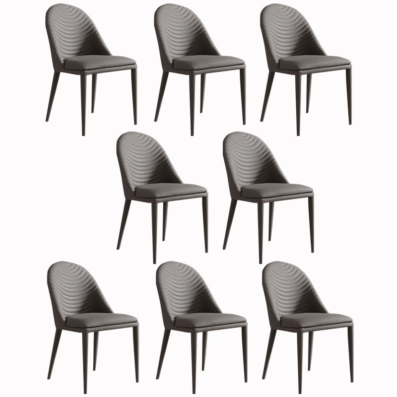 Minimalist Style Leather Dining Chairs for Home Armless Solid Back Side Chairs