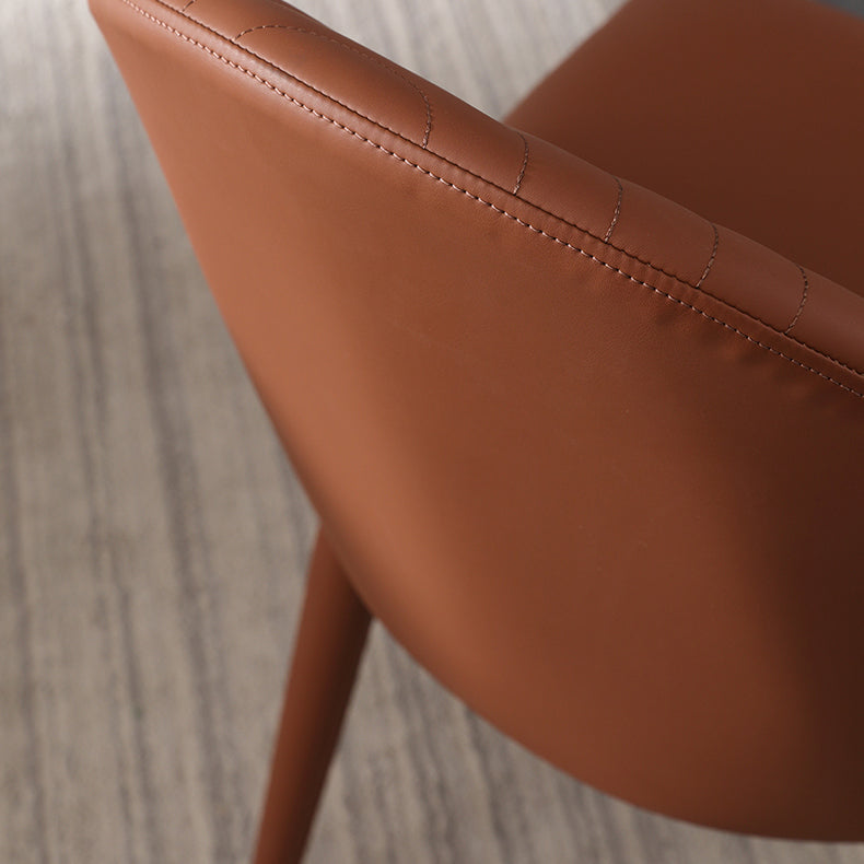 Minimalist Style Leather Dining Chairs for Home Armless Solid Back Side Chairs