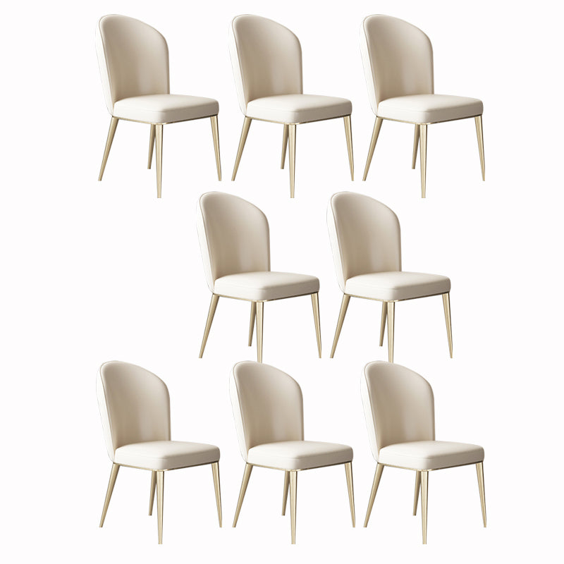 Nordic Style Leather Dining Chairs Solid Back Armless Dining Chair