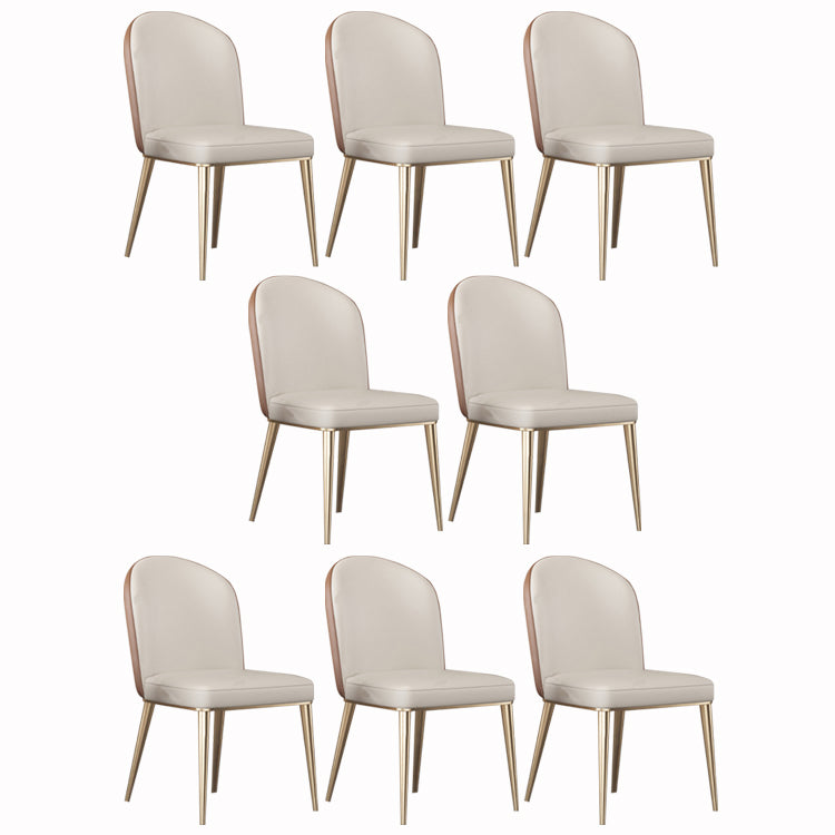 Nordic Style Leather Dining Chairs Solid Back Armless Dining Chair