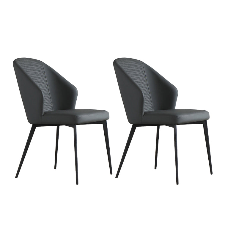 Minimalist Leather Dining Chairs Solid Back Armless Dining Chair