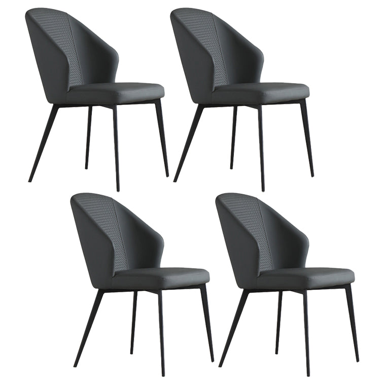 Minimalist Leather Dining Chairs Solid Back Armless Dining Chair