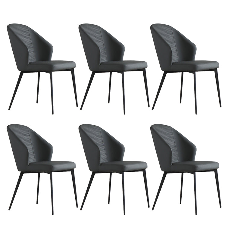 Minimalist Leather Dining Chairs Solid Back Armless Dining Chair