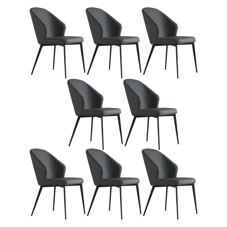 Minimalist Leather Dining Chairs Solid Back Armless Dining Chair