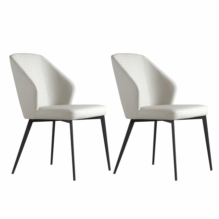 Minimalist Leather Dining Chairs Solid Back Armless Dining Chair