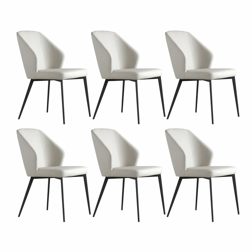 Minimalist Leather Dining Chairs Solid Back Armless Dining Chair