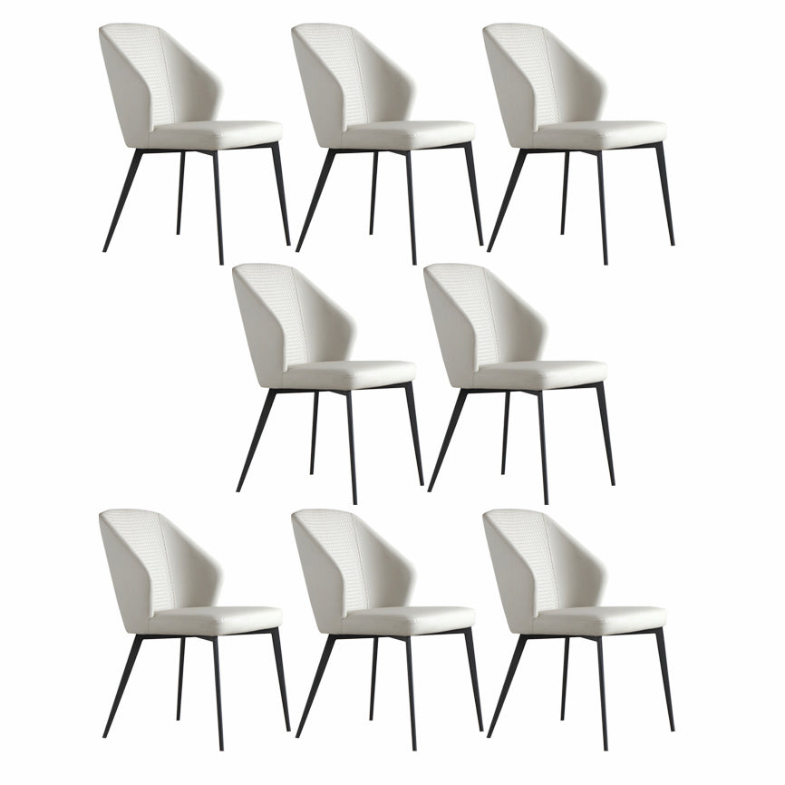 Minimalist Leather Dining Chairs Solid Back Armless Dining Chair