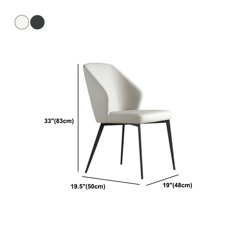 Minimalist Leather Dining Chairs Solid Back Armless Dining Chair